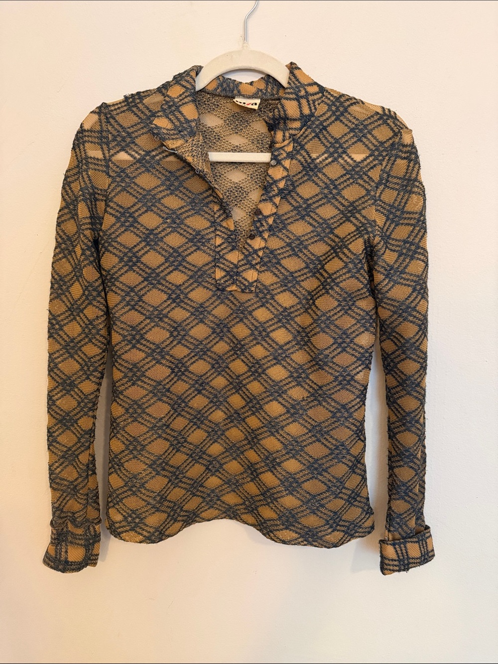 MIA Plaid Long-Sleeve Top in Mustard and Navy